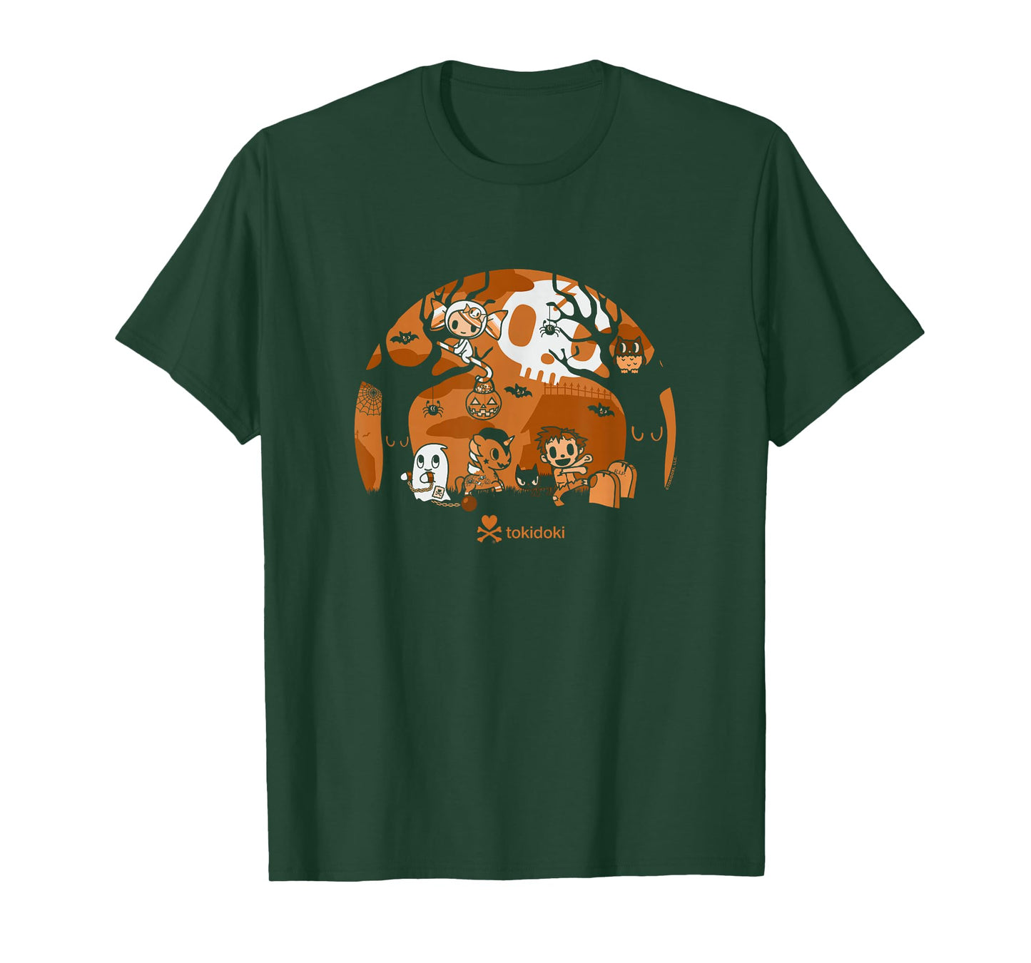 Tokidoki Halloween Ghouls Playing In The Cemetery At Night T-Shirt