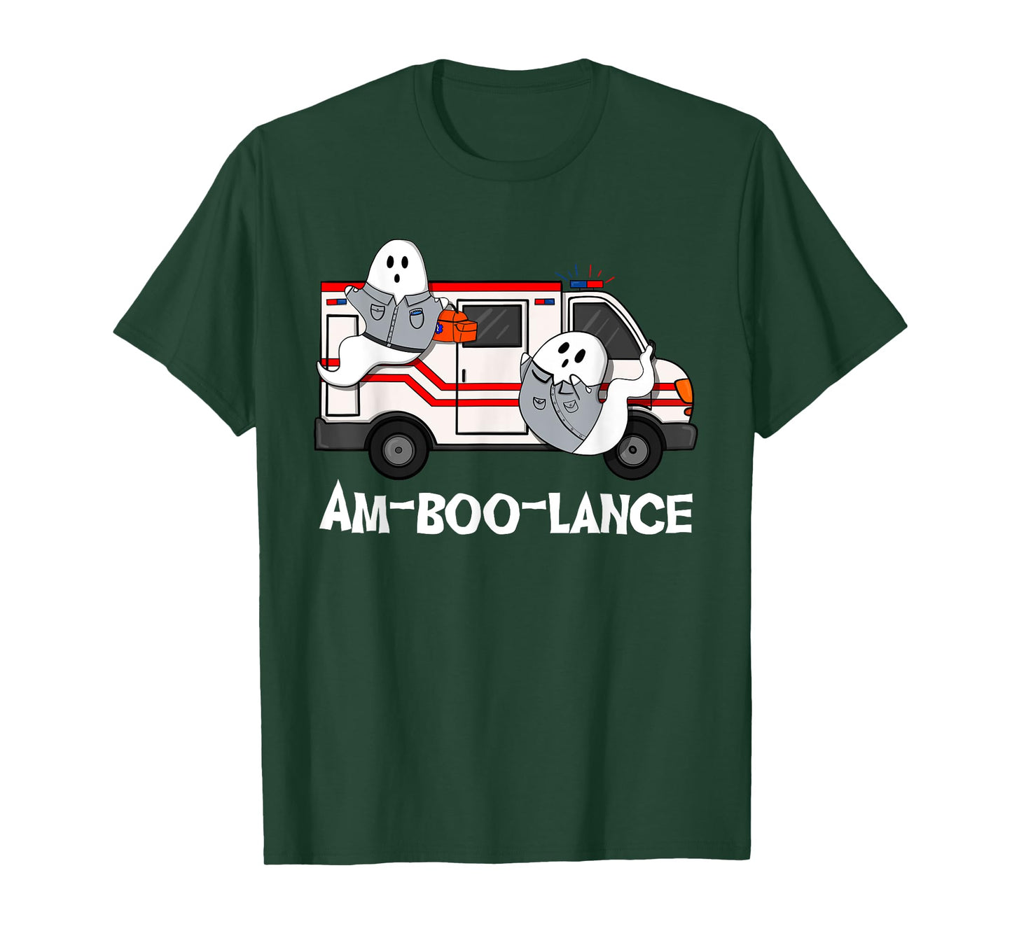 Amboolance EMT Paramedic EMS Ambulance Ghost Halloween T-Shirt