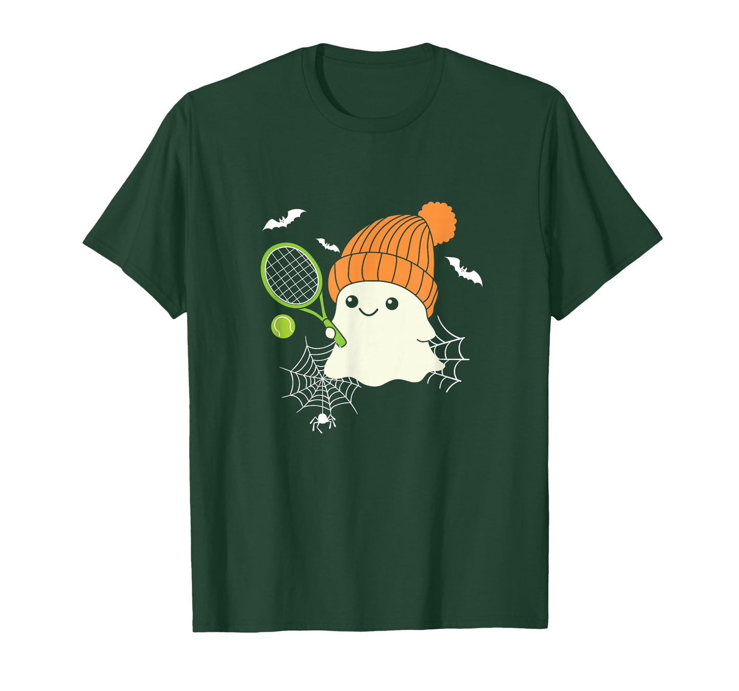 Boo Ghost Playing Tennis Funny Halloween Tennis Costume T-Shirt