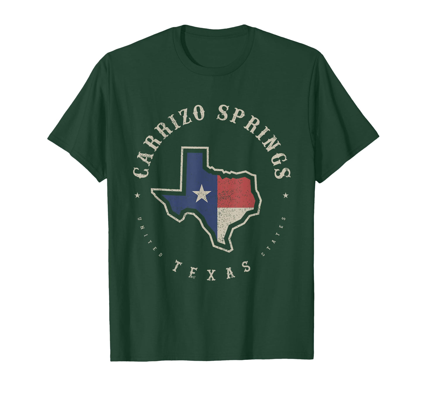 Vintage Carrizo Springs Texas State Flag Map Souvenir Gift T-Shirt