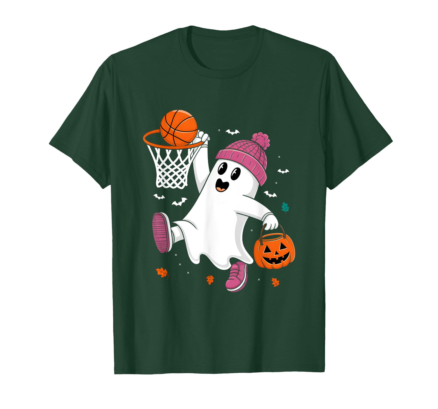 Funny Halloween Ghost Dunking Basketball Costume Boys Kids T-Shirt