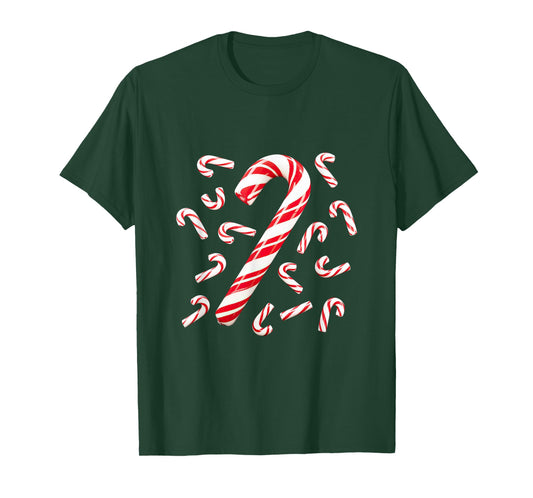Red and White Candy Cane Santa Christmas T-Shirt