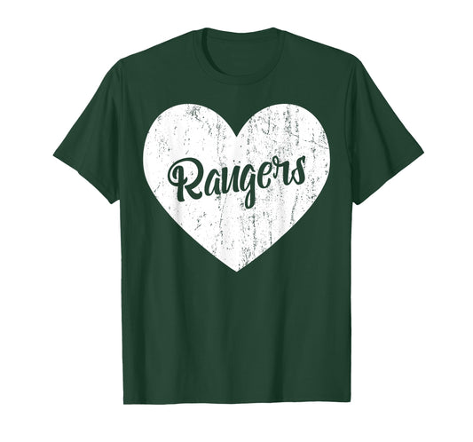 Rangers School Sports Fan Team Spirit Mascot Heart Gift T-Shirt