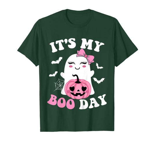 Kids Its My Boo Day Cute Halloween Birthday Toddler Girls Ghost T-Shirt