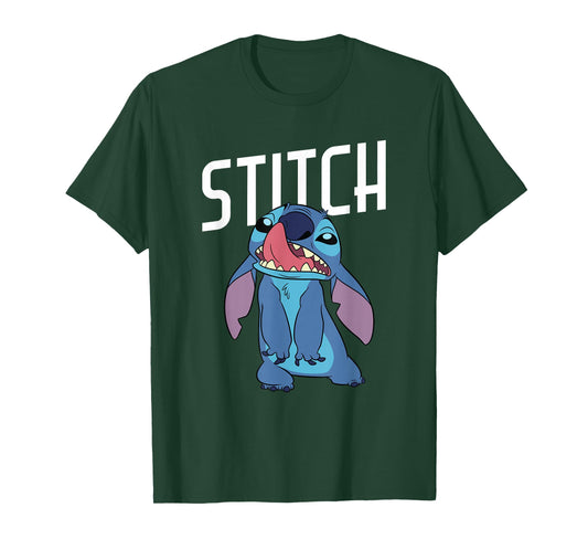 Disney Lilo & Stitch Silly Face Stitch Licking His Nose T-Shirt