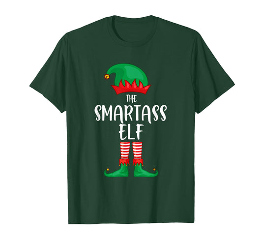Smartass Elf Christmas Party Matching Family Group Pajama T-Shirt