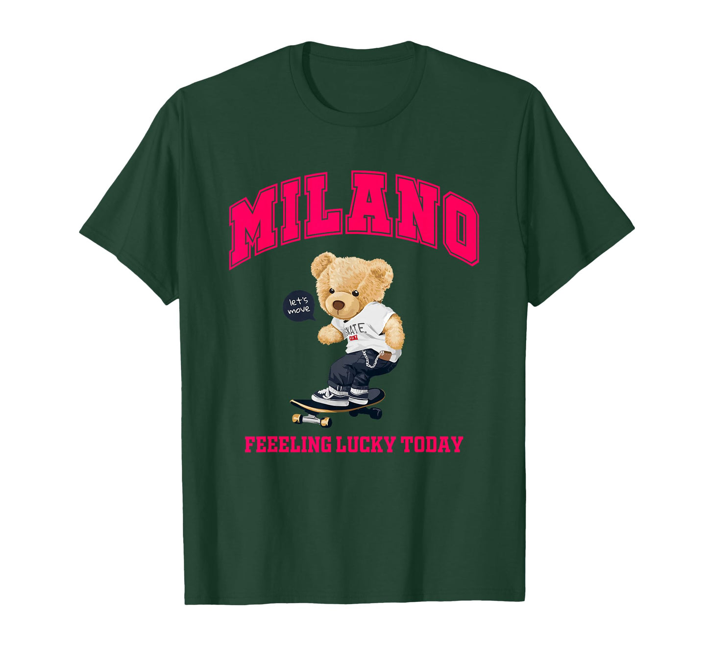 Cool Milan Italy Teddy Bear Illustration Graphic Cartoon T-Shirt
