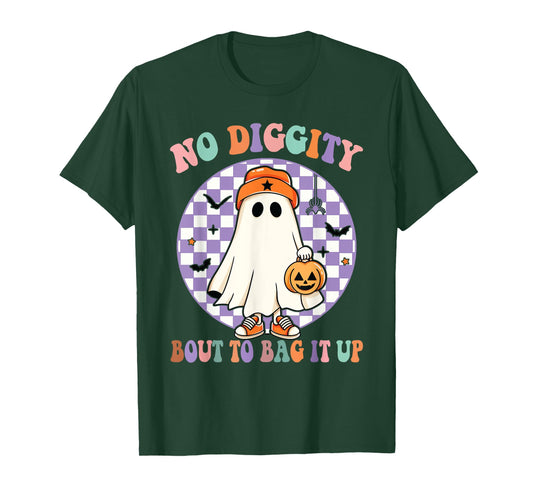 No Diggity Bout To Bag It Up Funny Halloween Ghost Pumpkin T-Shirt