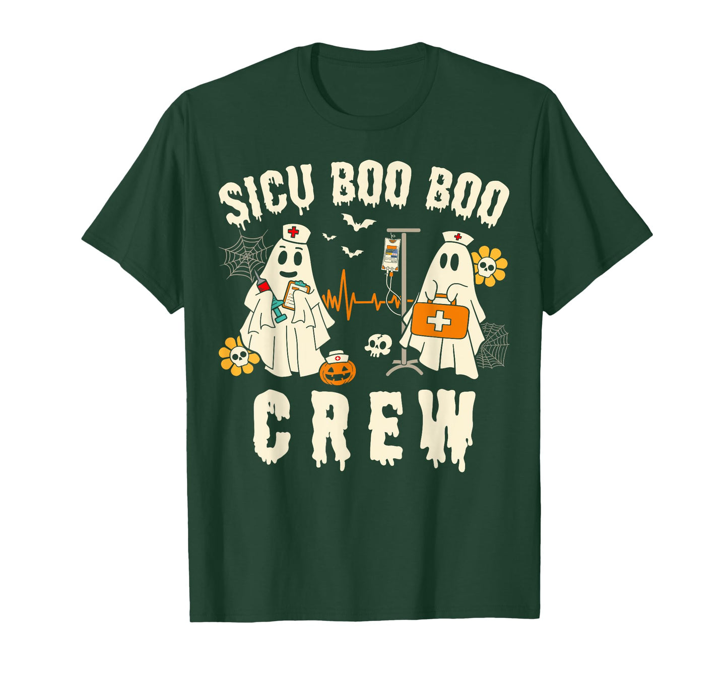 SICU Nurse Cute Health Worker Halloween Ghost Nurse T-Shirt