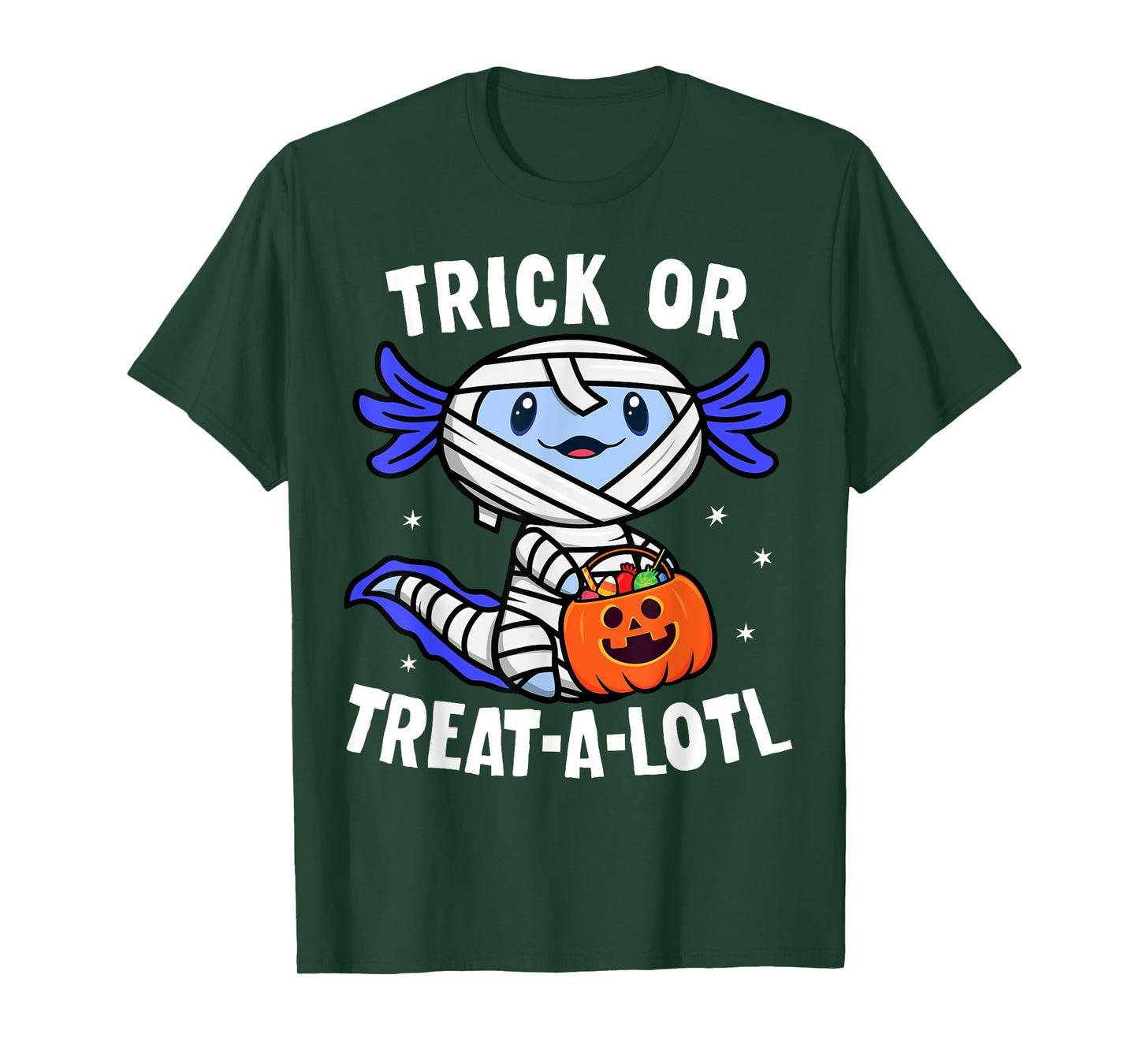 Trick or Treat A Lotl Axolotl Mummy Boys Girls Halloween T-Shirt