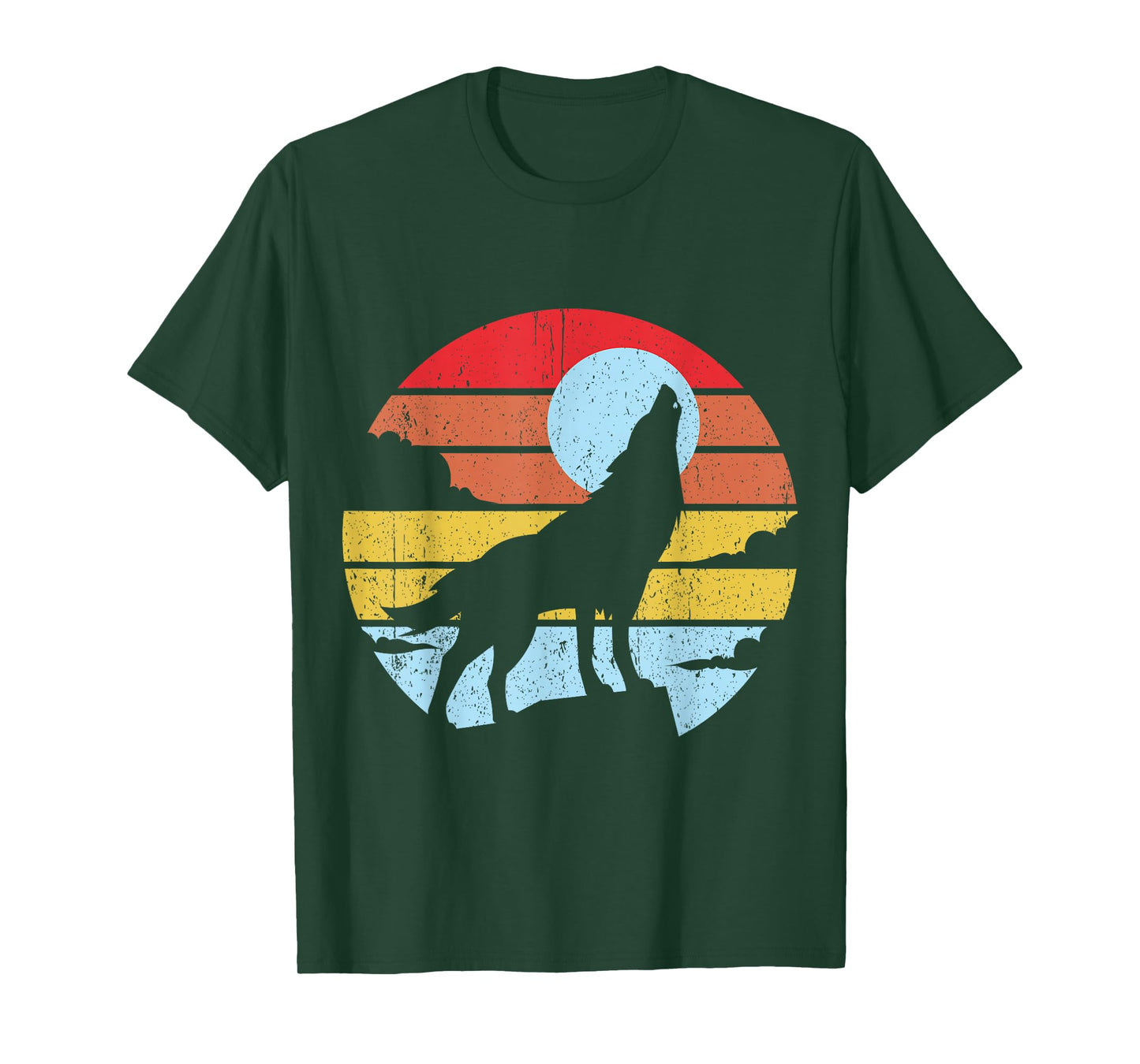 Colorful Wolf Design Wolves Moon T-Shirt