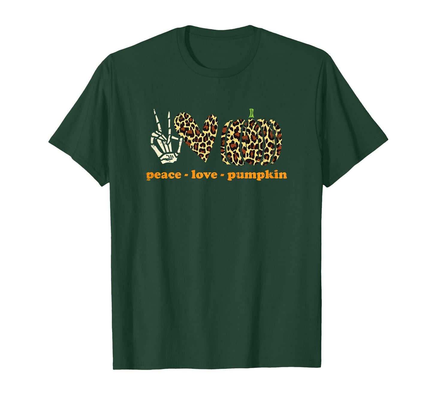 Peace Love Pumpkins Leopard Print Cheetah Halloween Women T-Shirt