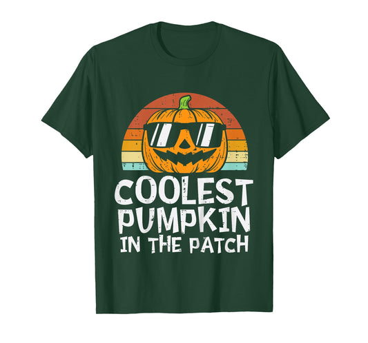 Kids Coolest Pumpkin In The Patch Toddler Boys Halloween Kids T-Shirt