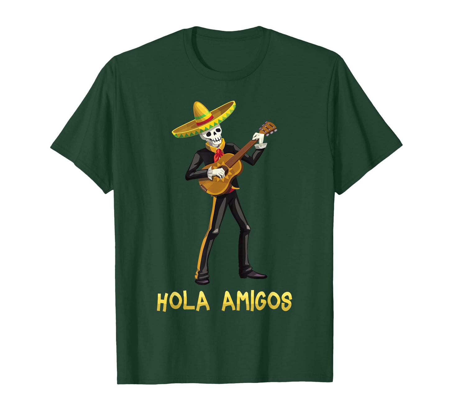 Mexican Halloween - Hola Amigos - Skull - Guitar - Costume T-Shirt