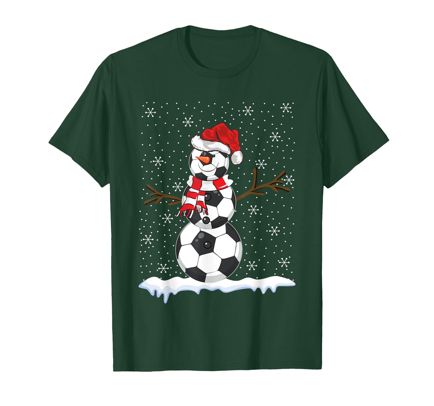 Ugly Sweater Style Snowman Soccer Ball Christmas T-Shirt