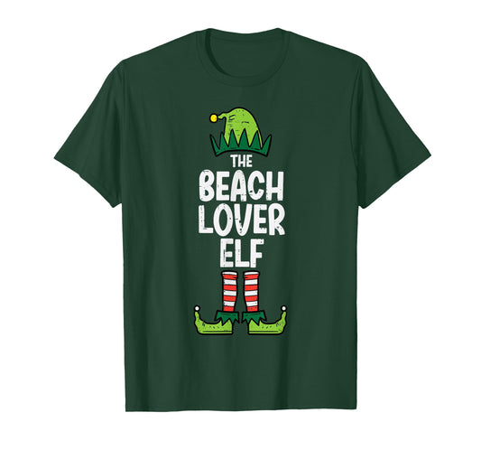Christmas Beach Lover Elf Xmas Family Matching Men Women Kid T-Shirt