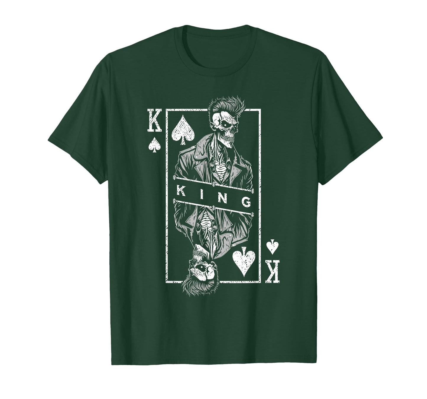 King Of Spades Poker Biker Zombie Halloween Playing Card T-Shirt