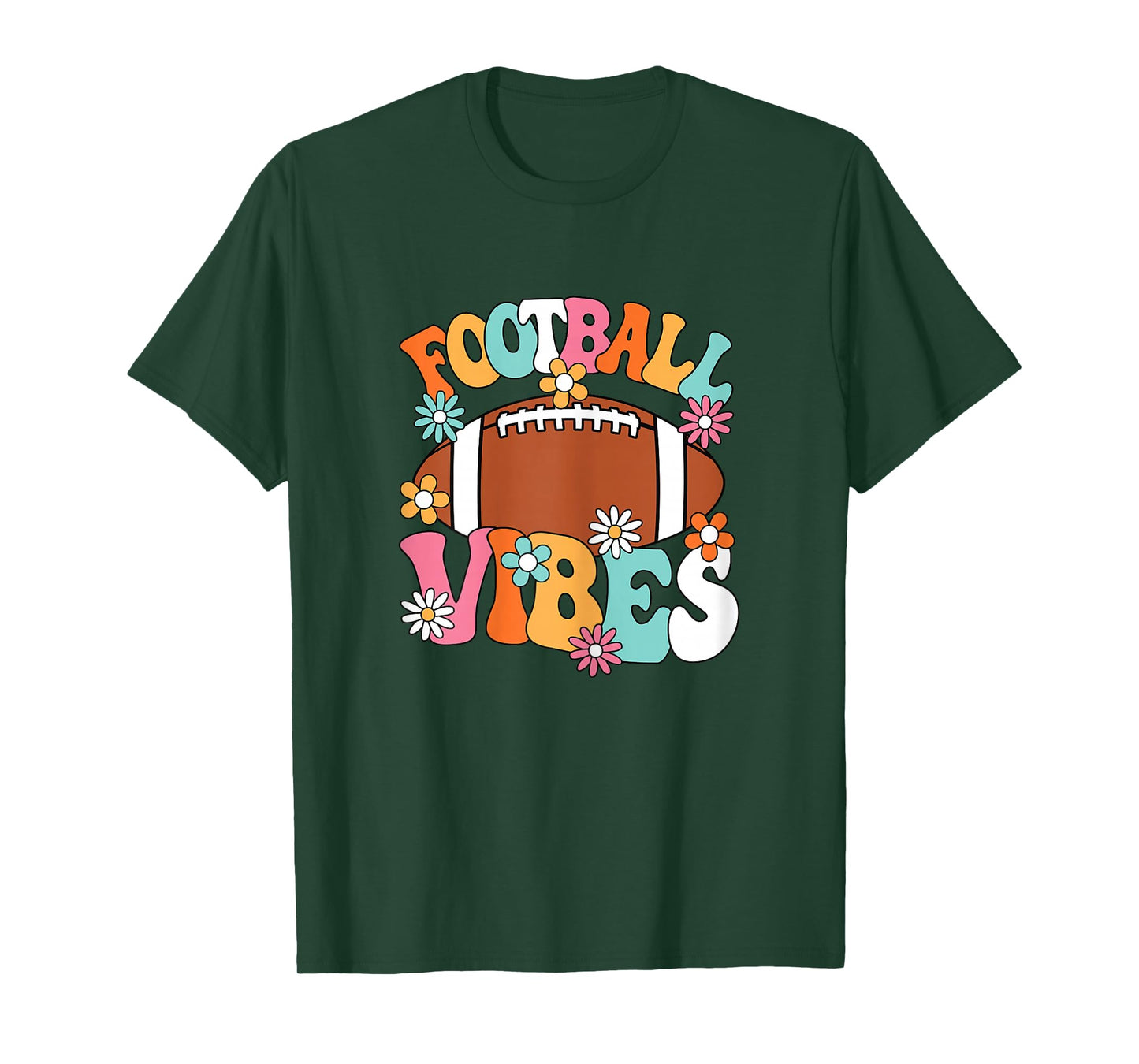 Football Vibes American Football Player Groovy Women Girls T-Shirt