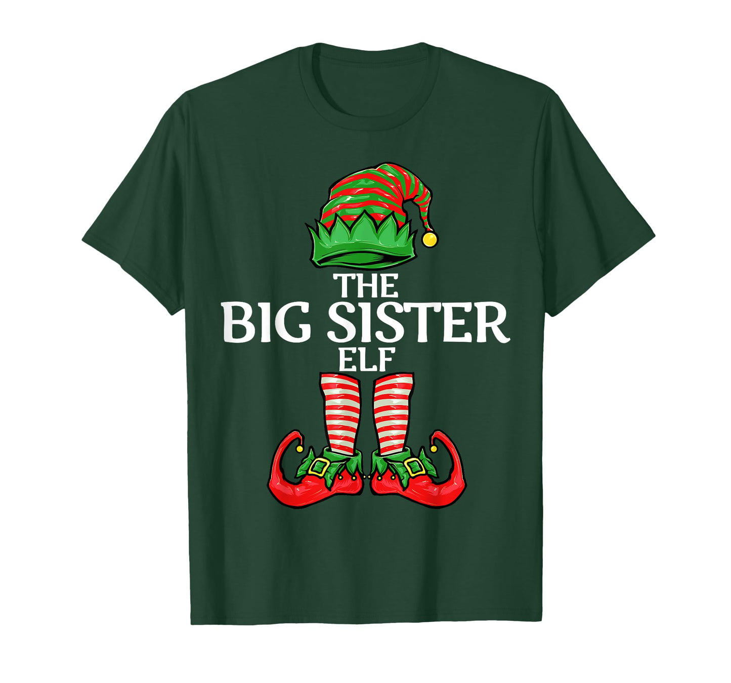 Big Sister Elf Christmas Matching Family T-Shirt
