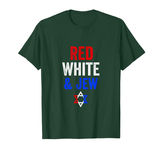 Red White & Jew (Blue) USA America Jewish Star of David T-Shirt