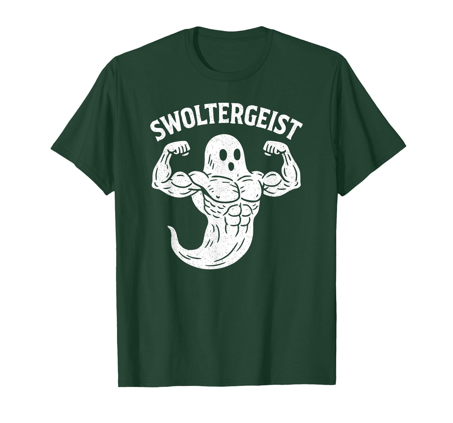 Swoltergeist Buff Swole Ghost Flexing Funny Gym Humor Pun T-Shirt