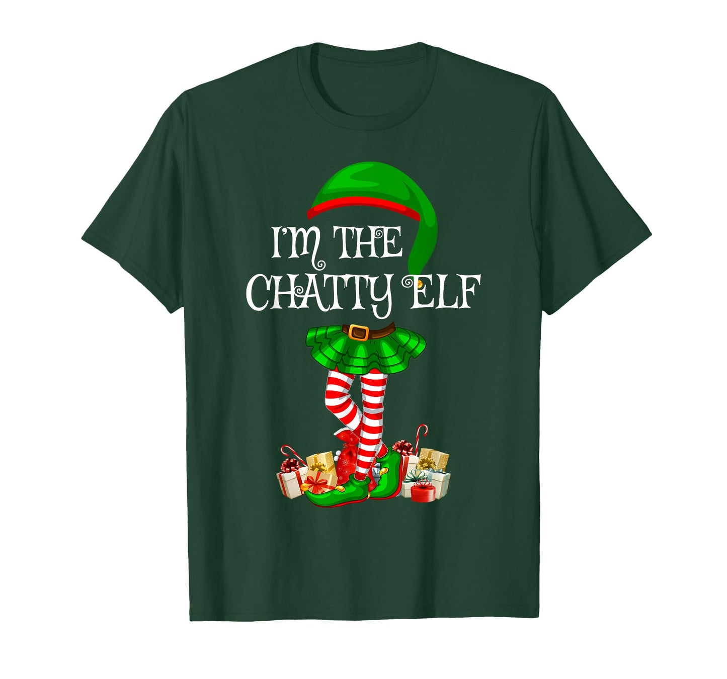 Matching Family Women Girls I'm The Chatty Elf Christmas T-Shirt