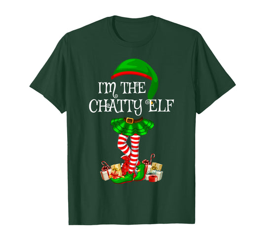 Matching Family Women Girls I'm The Chatty Elf Christmas T-Shirt