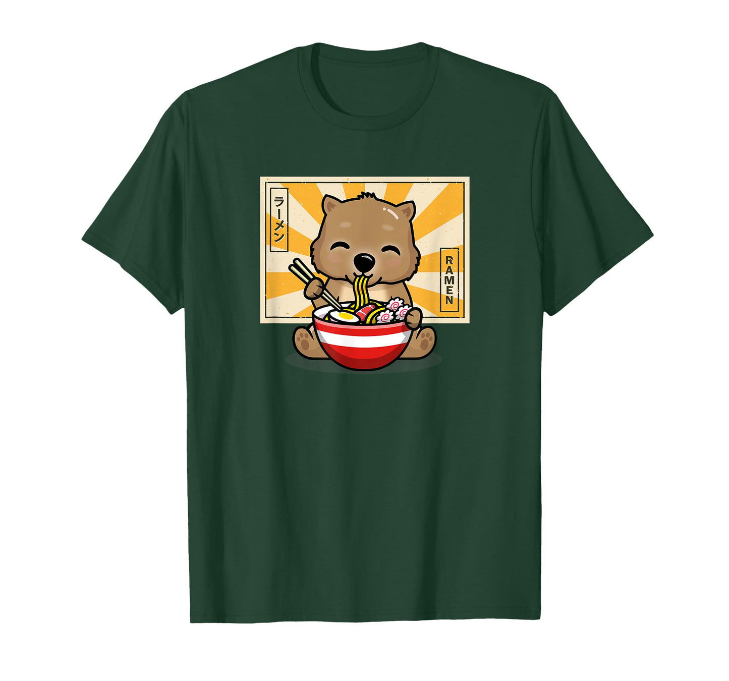 Funny Cartoon Kawaii Kids Boys Girl Anime Ramen Wombat Lover T-Shirt