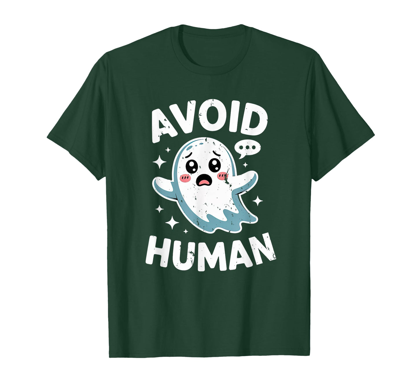 Avoid Humans Cute Kawaii Pastel Ghost Funny Introvert Saying T-Shirt