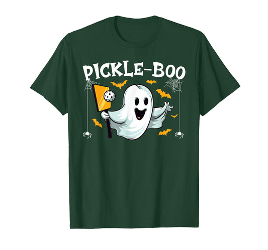 Pickleball Halloween Funny Ghost Pickle-boo Pun Paddle T-Shirt