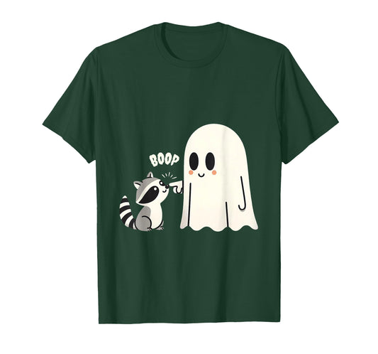 Raccoon Vintage Ghost Boop Men Women Funny Halloween Racoon T-Shirt