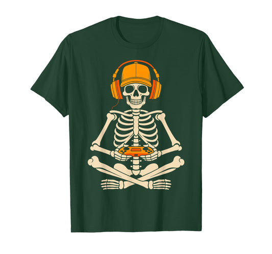 Skeleton Gamer Halloween Video Gaming Boys Girls Men Women T-Shirt