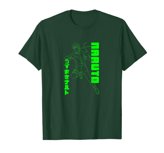 Naruto Shippuden Naruto Neon Green Outline Anime T-Shirt