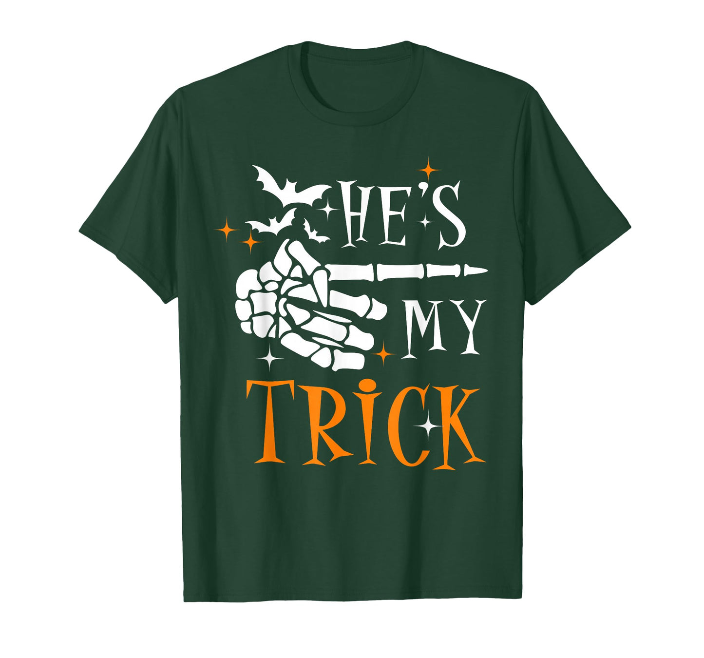 He's My Trick Skeleton Hand Spooky Season Halloween Couples T-Shirt
