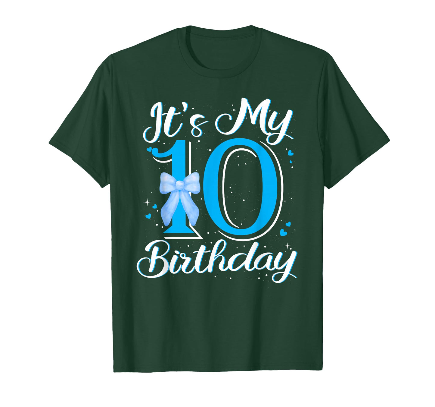 It's My 10 Birthday Blue Bow 10 Year Old Bday Double Digits T-Shirt