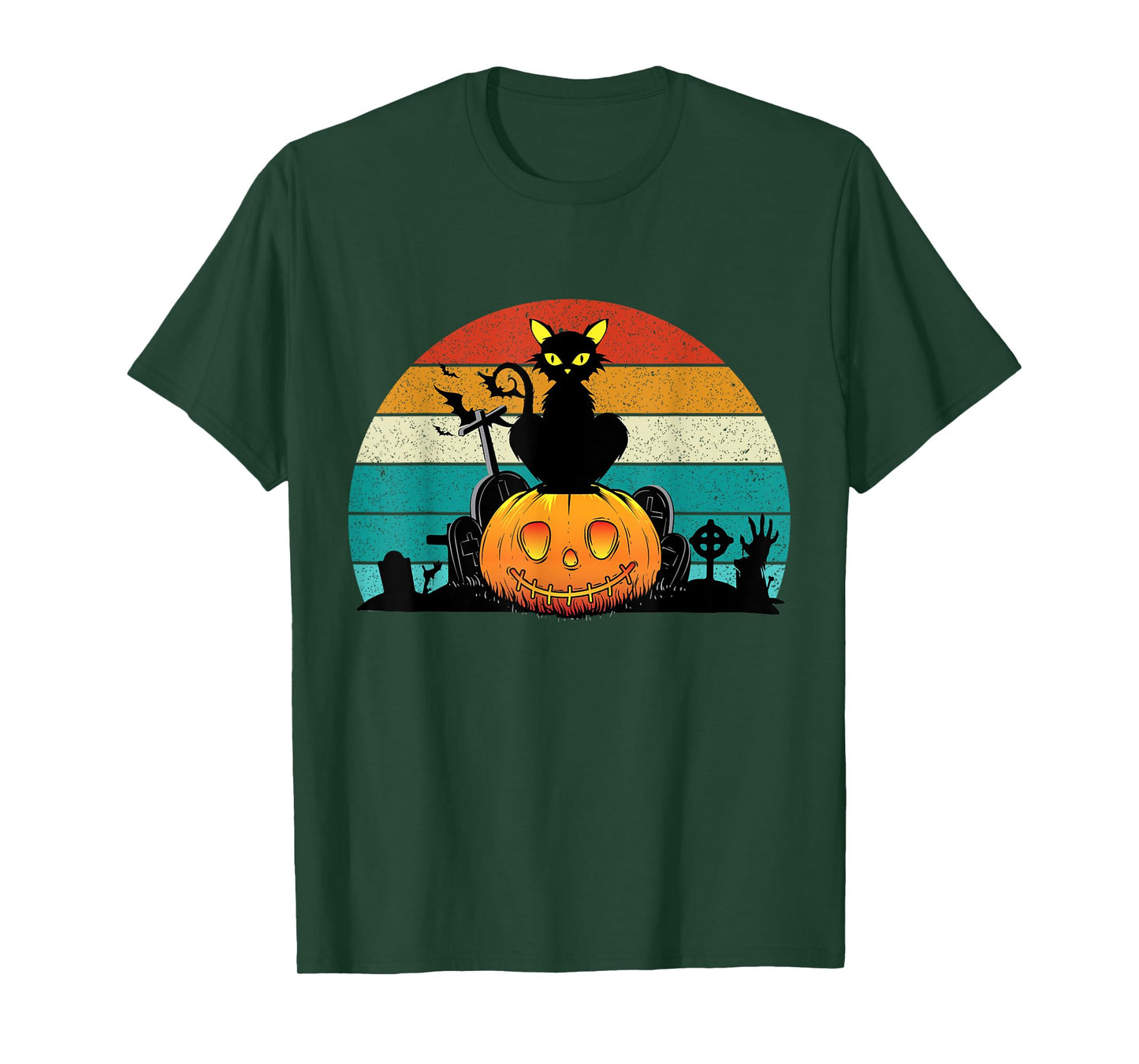 Vintage Scary Halloween Black Cat Costume Retro Moon Cat T-Shirt