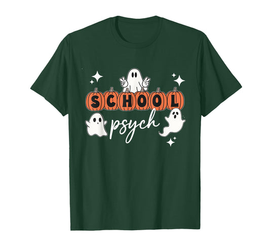 Halloween School Psych Pumpkin Ghost Boo Crew Spooky Season T-Shirt