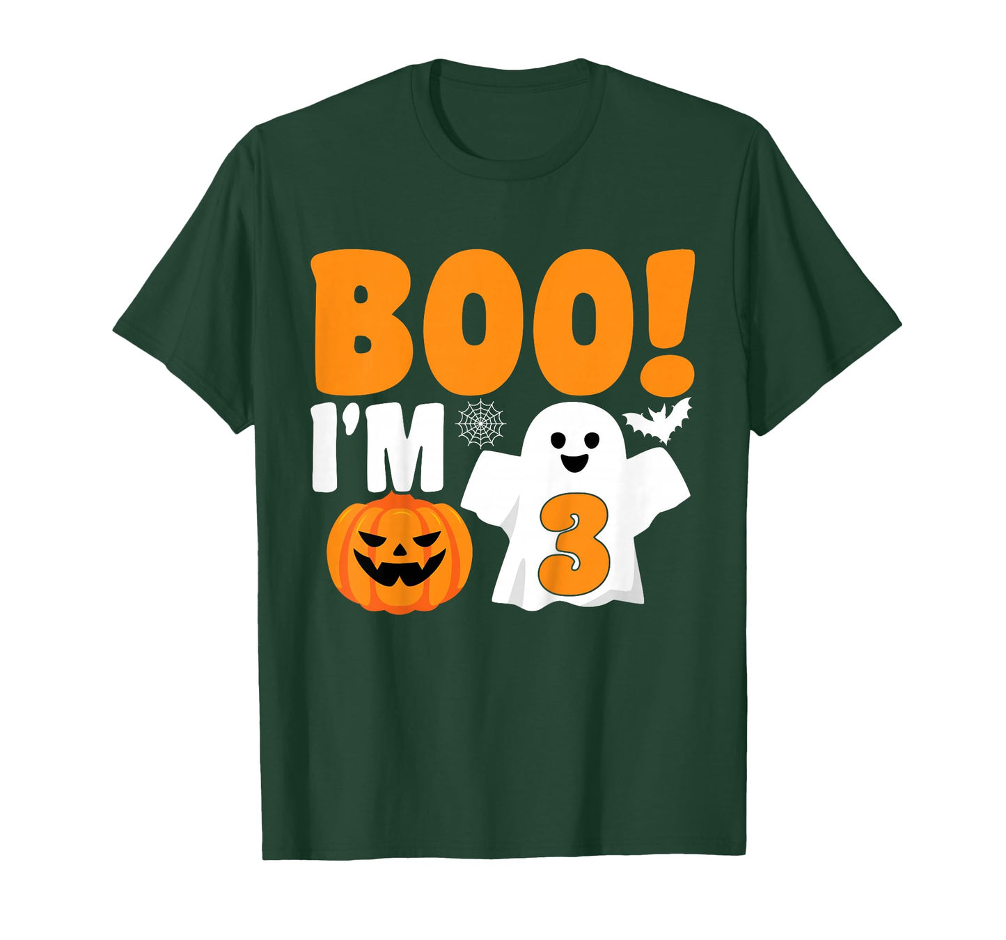 Kids Boo I'm 3 Halloween Spooky Pumpkin Kids 3rd Birthday T-Shirt