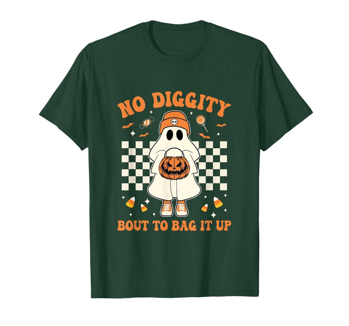 Halloween Ghost No Diggity Bout To Bag It Up Kids T-Shirt