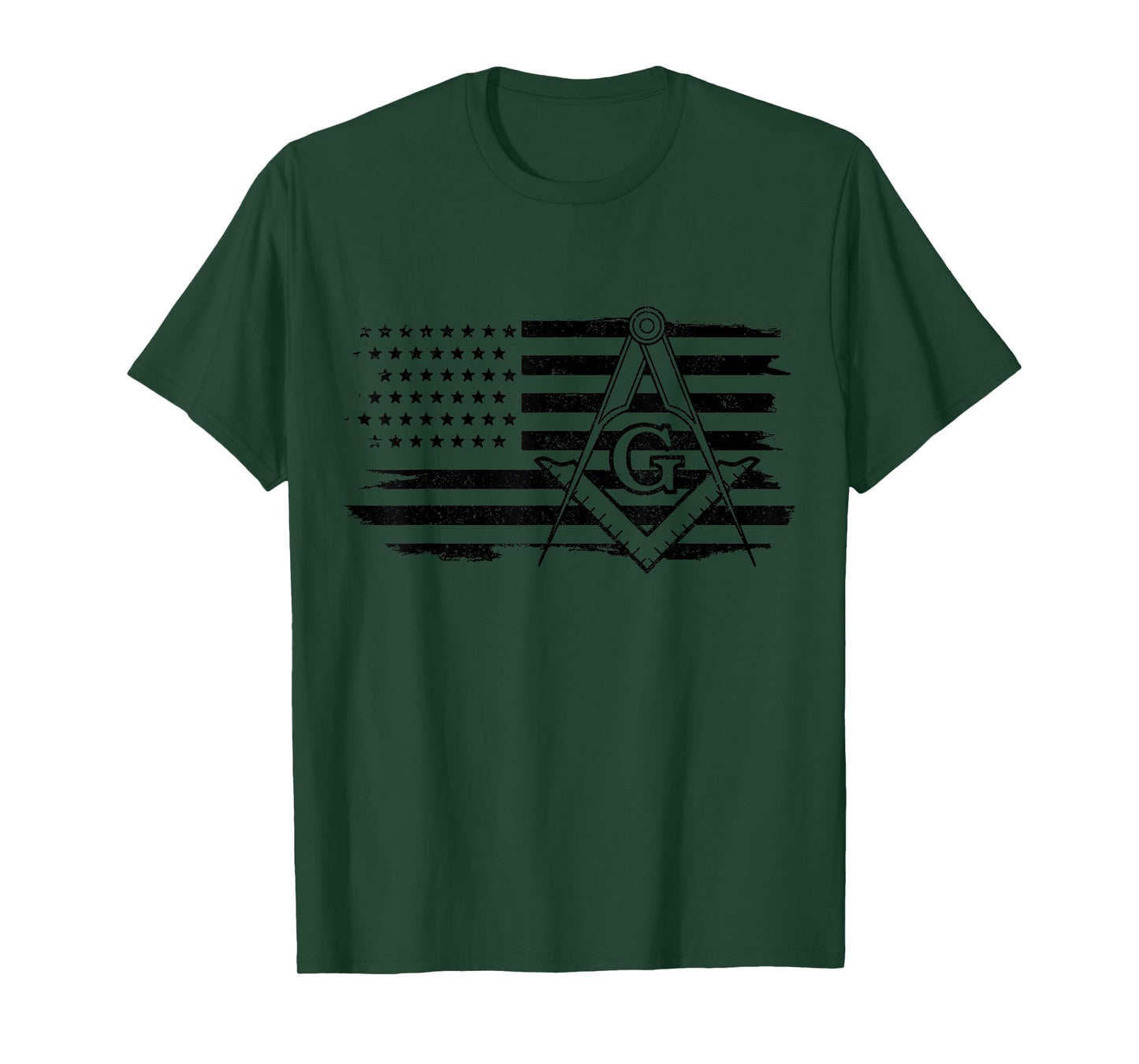 Mason US Flag Square Compass Masonic Patriotic Freemason T-Shirt