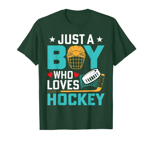 Just A Boy Who Loves Ice Hockey Player Fan Kids Youth T-Shirt