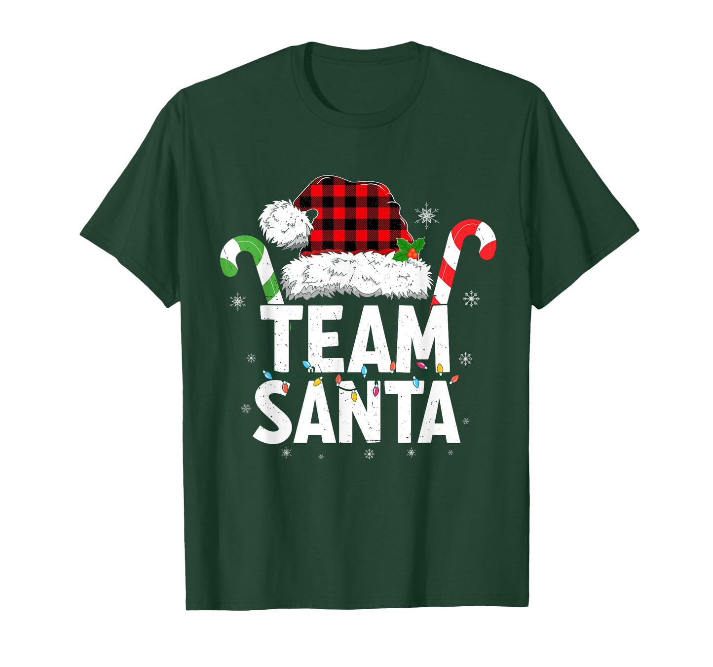 Team Santa Red Plaid Christmas Family Matching T-Shirt