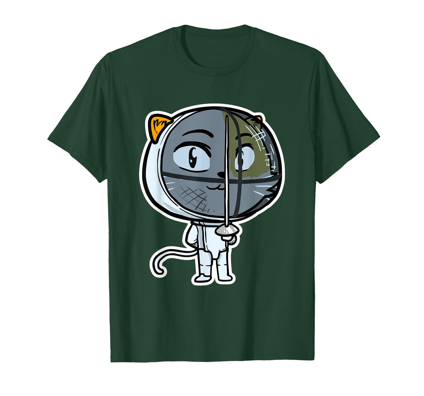 Cute Kawaii Cat Fencing Fencer Cat Lovers T-Shirt for Men Women Girls Kids