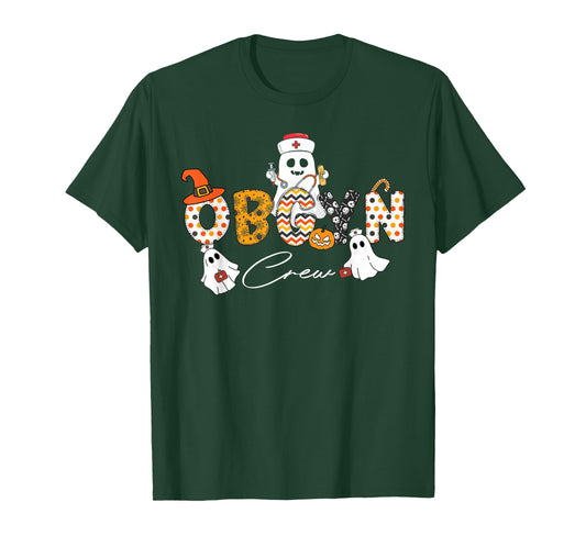 Halloween OBGYN Crew Ghost Obstetrics Nurse Squad Pumpkin T-Shirt