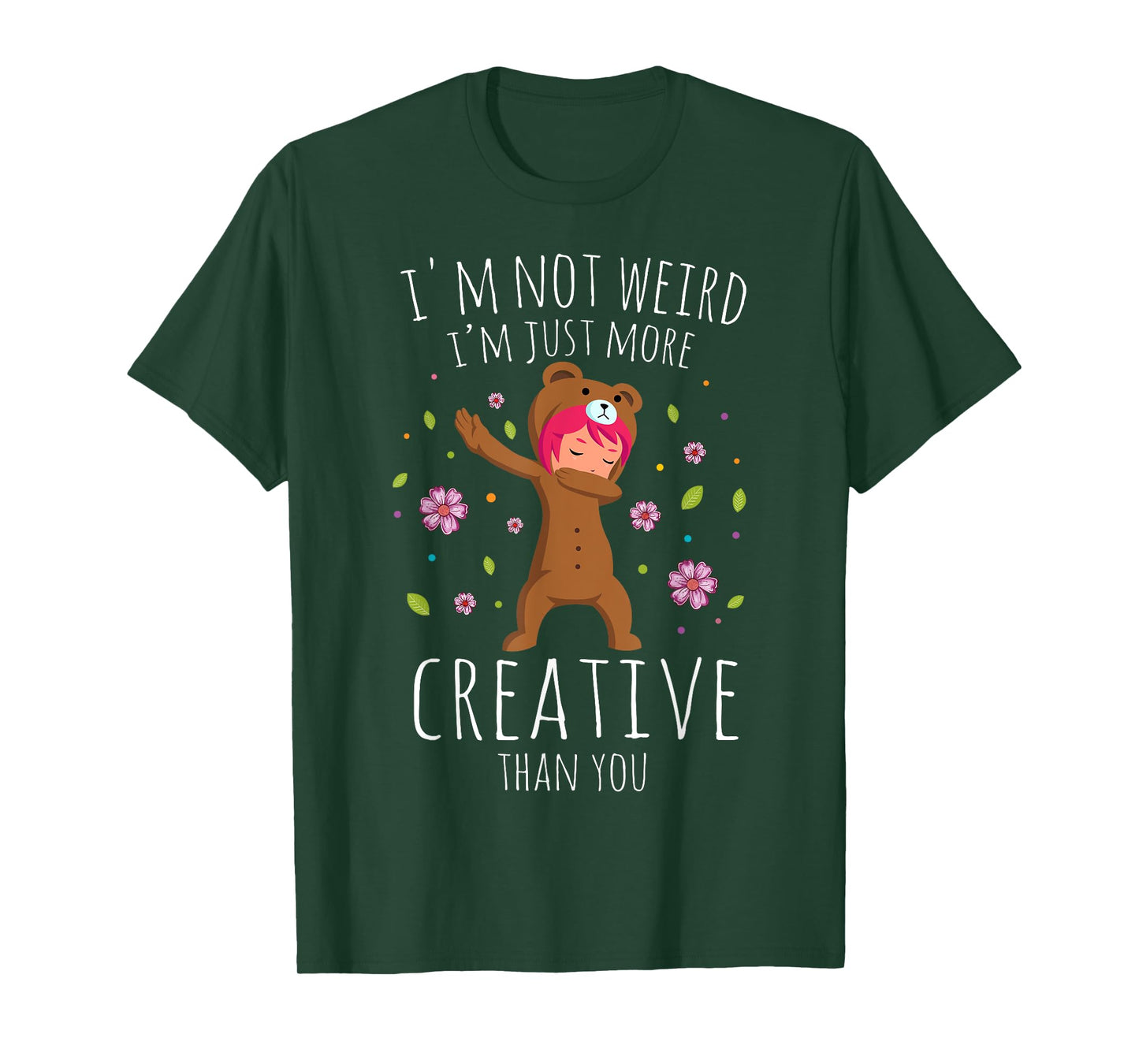 I'm Not Weird I'm Creative Anime Dabbing Girl Otaku Kawaii T-Shirt