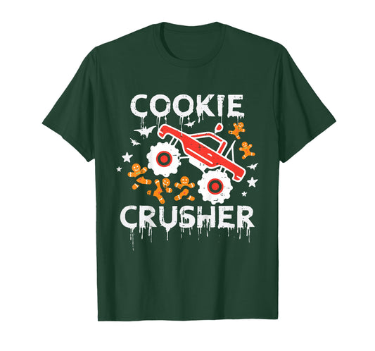 Kids Christmas Monster Truck Cookie Crusher Xmas Boys Kid Toddler T-Shirt