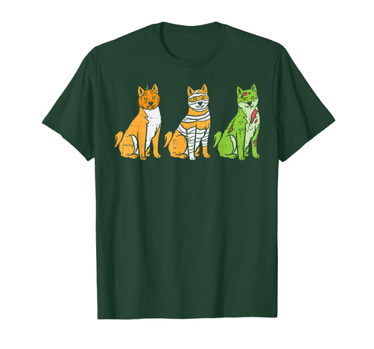Pumpkin Mummy Zombie Shiba Inu Dog Halloween Akita Gift T-Shirt