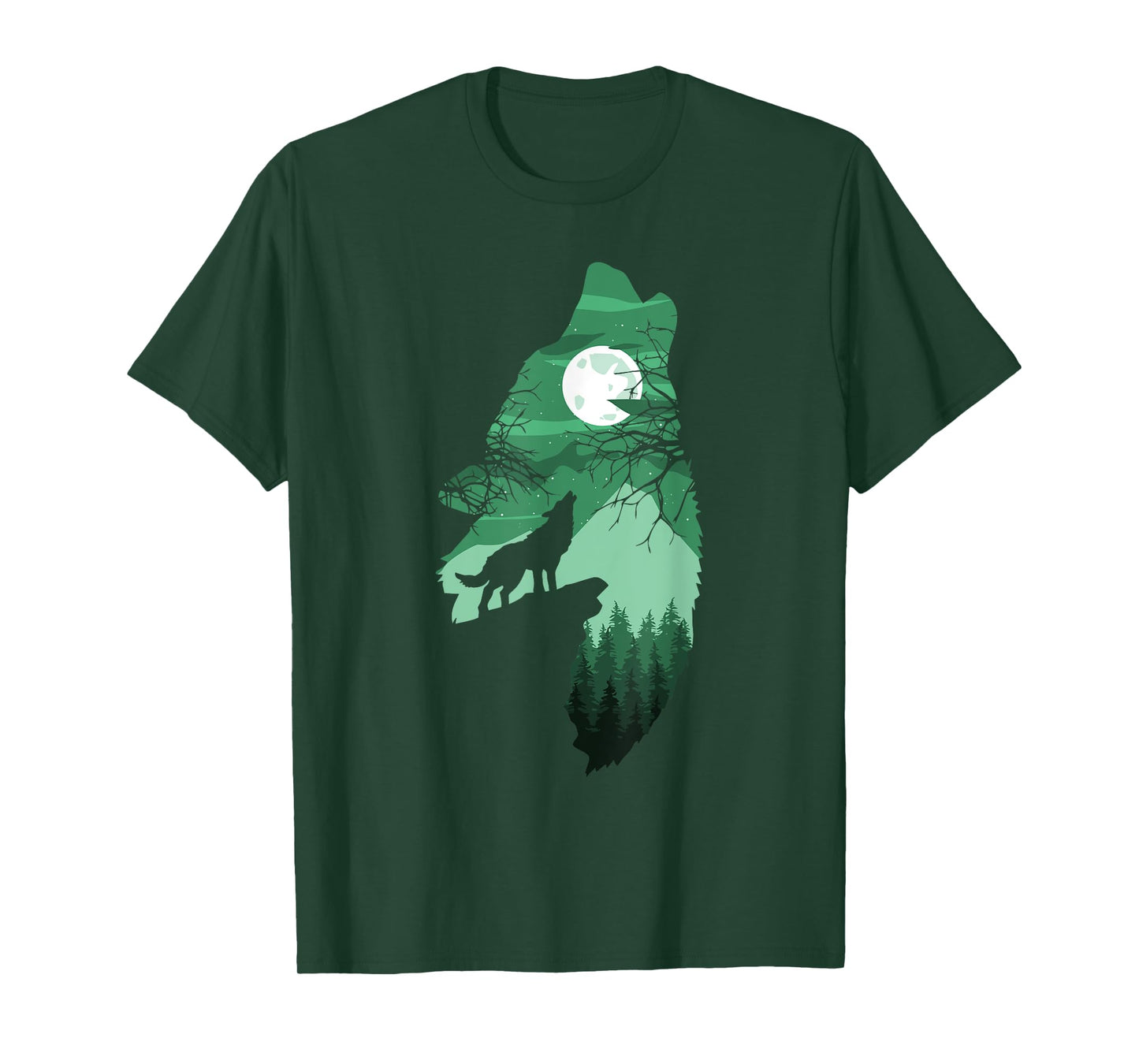 Howling Wolf with Full Moon Wolf Men Women Kids Boys T-Shirt