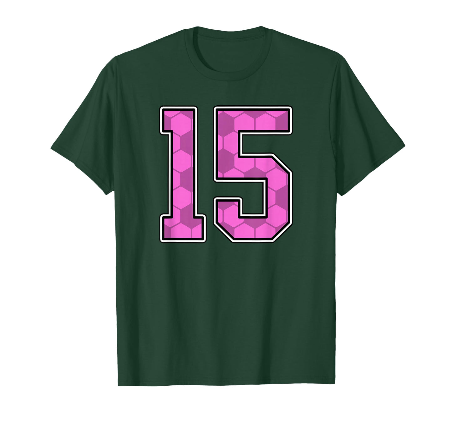 Pink Soccer Pattern Number 15 Jersey Player Uniform #15 T-Shirt