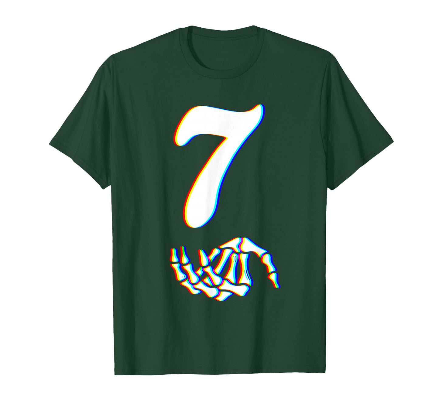 Number 7 Matching 67 Meme Skeleton Hand Halloween Costume T-Shirt